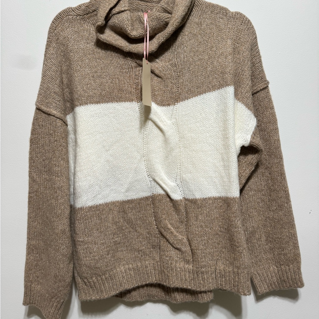 Cozy Tan And White Women's Sweater